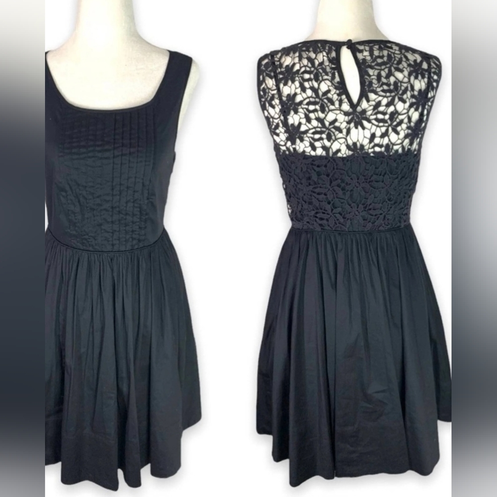 Moulinette Soeurs Anthropologie Navy Cotton Fit and Flare Dress Size 8